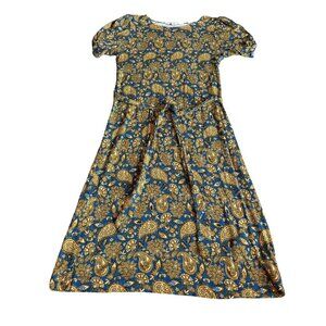 Boden Short Sleeve Jersey Dress Harvest Gold Paisley Terrace Belted Size 2 Women
